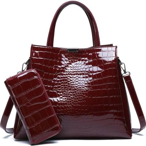 Women Handbags High Quality Set Large Capacity Shoulder Bag Female Tote Bags+Wallet Luxury Brand Crocodile Women Bag Sac A Main