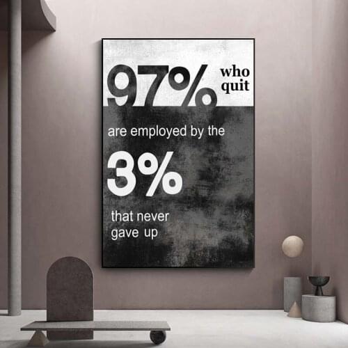 Wall Art Painting No Quitters Poster and Print on Canvas Art Wall Motivation Quotes Picture for Living Room Home Decor