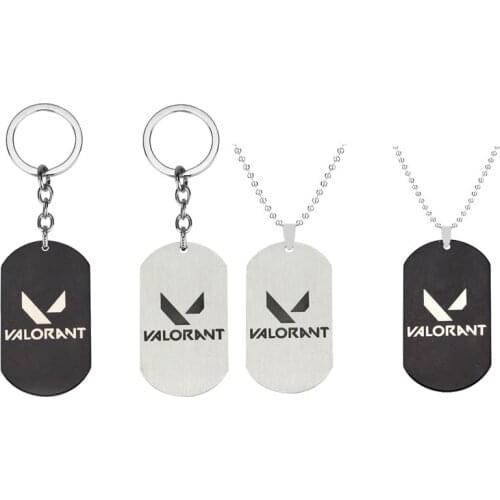 New Product Hot Sale Fist Game Valorant Peripheral Stainless Steel Dog Tag Necklace Pendant Keychain