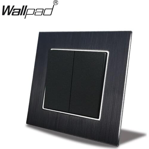 EU 2 Gang 1 Way Switch Wallpad Metal Aluminum Chrome Plate 10A EU Smart Wall Lights Switch 110V-240V AC with Claws Back