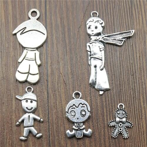 20pcs Antique Silver Color Boy Charm Pendants Jewelry Accessories Cute Boy Charms For Jewelry Making