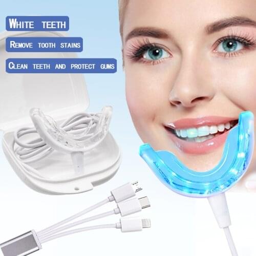 3-in-1 Portable Tooth Whitening Device USB Charge 16 LEDs Blue Light Whitening Instrument Bleaching System Dental Care Tool