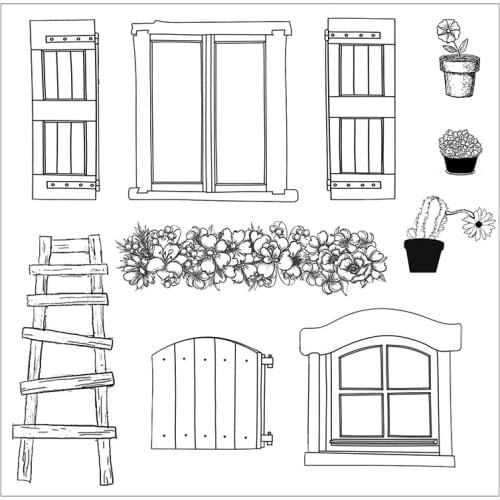Door Window Ladder Transparent Clear Stamps For DIY Scrapbooking Card Making Silicone Stamps Fun Decoration Supplies
