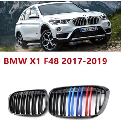 1 Pair Front Grilles Gloss Matte Black Kidney Grill For BMW X1 F48 2017-2019 Replacement Racing Front Bumper Grilles Car Styling