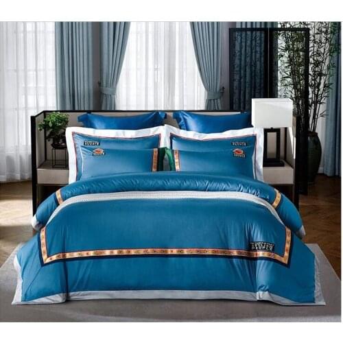 Luxury embroidery bedlinen Bedding Set King Queen Size Bed Linen 600TC egyptian Cotton Duvet Cover Bed Sheet Set Pillowcases