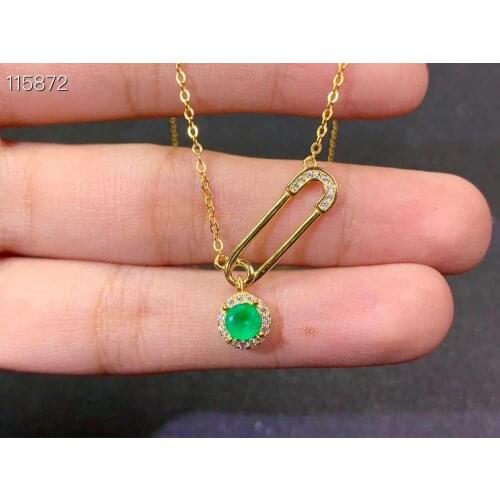 The Best Gift for Your loved Girl Emerald Necklace 925 sterling silver Fine jewelry Emerald Pendant