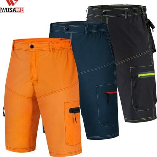 WOSAWE Mens Short Ciclismo Cycling Shorts Multi Pocket MTB Water Resistance Quick Dry Bike Mountain Pants Motorcycle Shorts