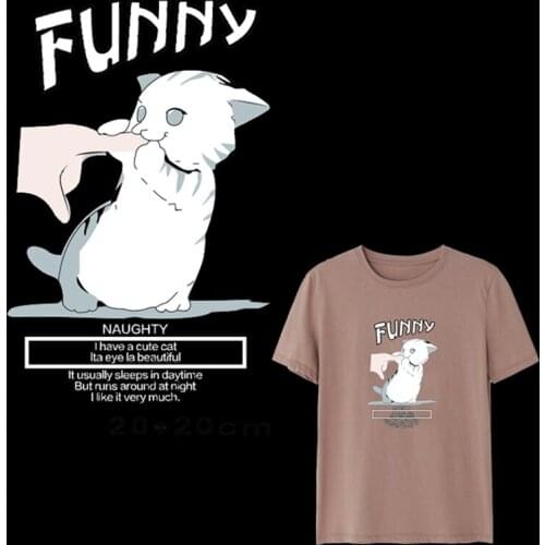 Funny Cat Animal Patches For Clothes Heat Transfers DIY Apparel Accessory Badge Ironing Animal Sticker Washable Appliques