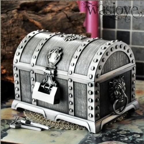 Pirates of the Caribbean Treasure Chest with Lock 2 Layers Vintage Jewelry storage Box Carrying Case Trinkets Packagin Z042