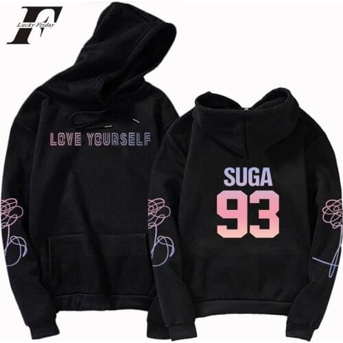 Unisex korean Black and White suga v Jungkook J-Hope Jimin Love yourself streetwear Clothes Bangtan kpop hoodie sweatshirt