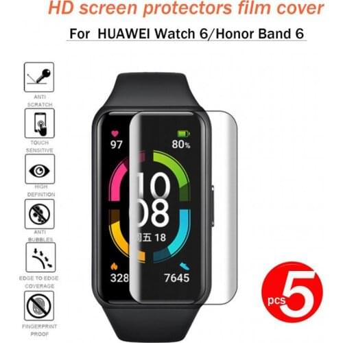 5PCS TPU Soft Film For Huawei Honor Band 6 Smart Watch Non-slip HD Screen Protectors Film Cover For HUAWEI Watch Band 6