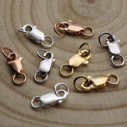 Lobster Clasps 100% 925 Sterling Silver Jewelry Finding Clasp Hooks with Closed Jump Ring for DIY Necklace Bracelet Chain Making