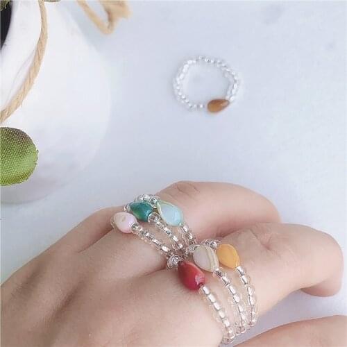 Girls Ring Ladies Finger Ring Fashion Decorative Retro Simple Beaded Ring Knuckle Ring