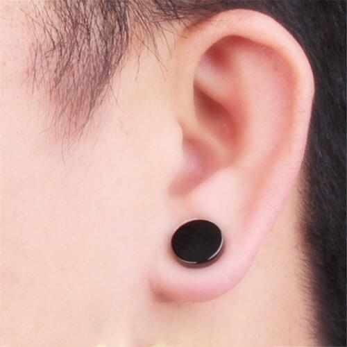 1PCS Black Magnet earring Unisex Fashion Jewelry No Piercing Magnetic Earrings Fake Ear Plug for Men Women