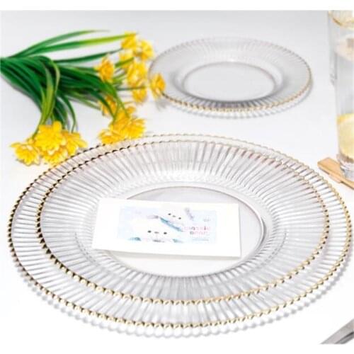 1pc 8 /10 inch Gold Charger Plates Tableware Phnom Penh Geometry Tableware Dinner Plate Dish Dessert Dinnerware Cake Plate