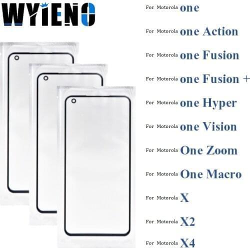 Wyieno Digitizer LCD Sensor Glass For Motorola Moto One Action Fusion Plus + Touch Screen Glass lens Panel With OCA 10pcs/lot