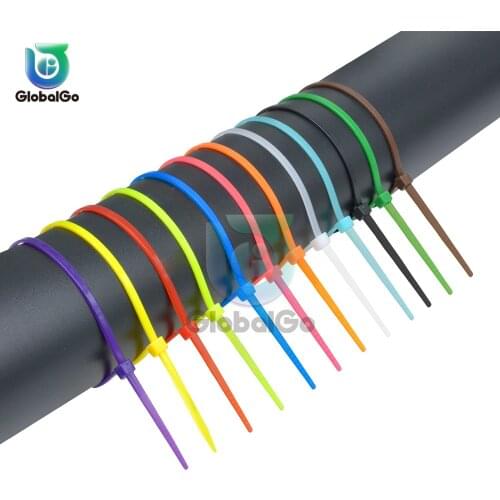 100pcs/Lot 2.5*200mm Self Locking Nylon Cable Ties Wire Plastic Zip Plastic Cables Ties Reusable Loop Cables Wires Assemblies