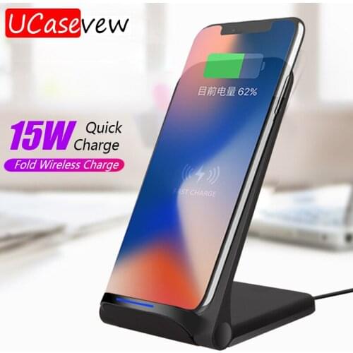 15W Fast Wireless Charer Foldable Stand Pad for iPhone 11 12 Pro Xs Max XR 8 Samsung S20 S10 Quick Charging Holder Phone Charge