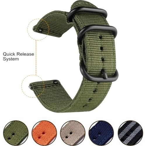 18 20 22MM Watch Band for Garmin Vivoactive 3/Vivoactive 4 4S/Forerunner 645 /Venu SQ 2 2S Nylon Canvas Strap Watchband