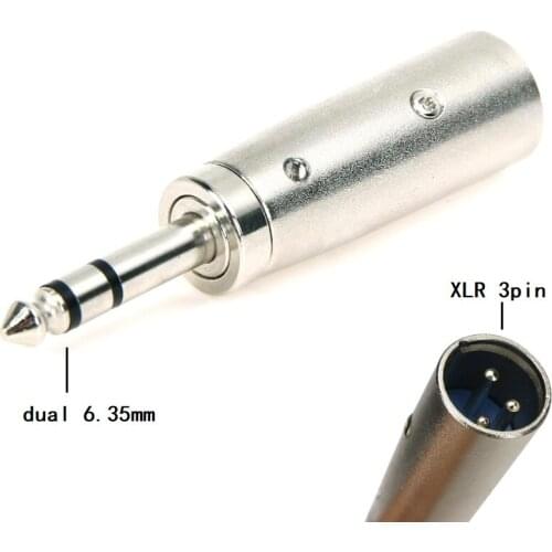 2PCS Good Quality Stereo 6.35mm Male to XLR 3Pin Male Audio Cannon Microphone Adapter