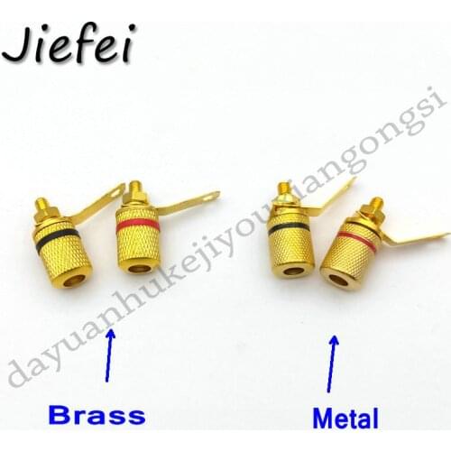 2Pcs Brass / Metal Gold Plated Amplifier Speaker Terminal Binding Post Banana Socket Connector Suitable for 4mm banana plug