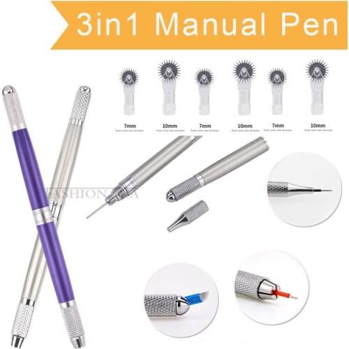 3in1 Eyebrow Tattoo Pen 3D Embroidered Eyebrow Pencil Makeup Tattoo Manual Microblading Pen for Eyebrow Lip Tattoo Beauty Tool