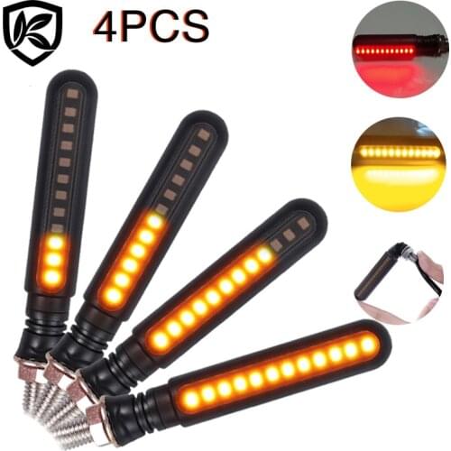 4PCS Motorcycle Flasher LED Turn Signals 4E Mark Stop Signal Flowing Water Lights Tail Flasher/Running Blinker DRL Indicators