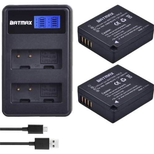 2Pcs 1200mAh DMW-BLG10 BLG10 BLG10E DMW-BLE9 Battery + LCD Dual USB Charger for Panasonic LUMIX GF5 GF6 GX7 LX100 GX80 GX85