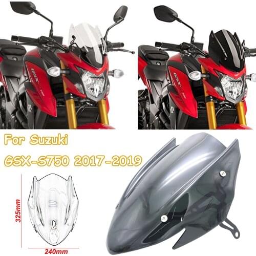 Motorcycle Accessories Windscreen Windshield Shield Screen with Bracket 2017 - 2019 For Suzuki GSX-S750 GSXS750 GSXS 750