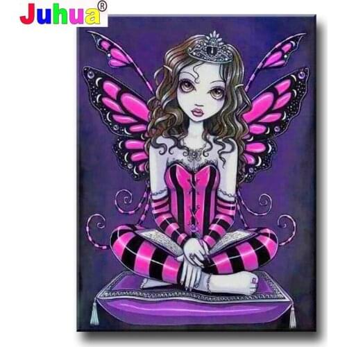 3D Diy Diamond Painting"Butterfly Fairy"5d Embroidery Full Square / Round Diamond Mosaic Cartoon Gril Handicraft Home Decoration