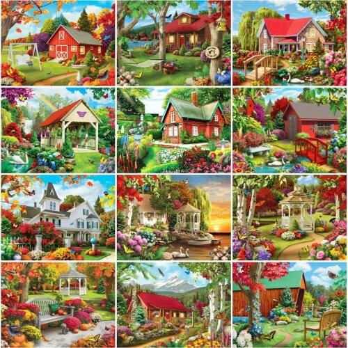 EverShine 5D DIY Diamond Painting Landscape Cross Stitch Diamond Embroidery House Rhinestone Art Handmade Hobby Home Decor