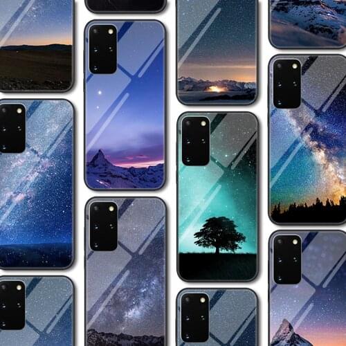 Northern lights Glass Case for Samsung Galaxy S21 A51 S20 A50 A21S A12 A71 A70 S10 S9 S8 S10e A30 A20 Note 20 10 Ultra Lite Plus