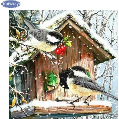 Flowers and bird,snow,Diamond Embroidery DIY Needlework Diamond Painting Cross Stitch,Full Drill,Rhinestone Paintings Decor gift