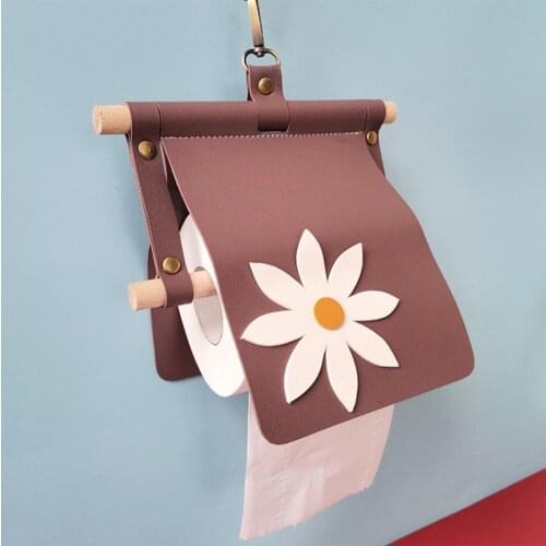 Paper Roll Holder Creative Nice-looking Fashion Toilet Paper Holder Faux Leather Hanging Tissue Box for Home
