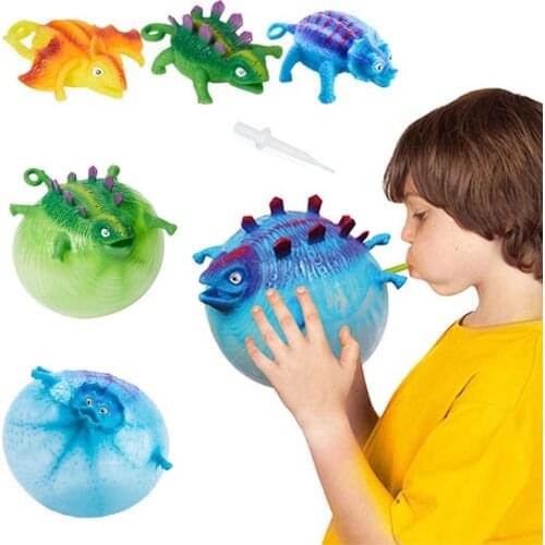 For Childre Kids Toys Inflatable Vent Smash Toy Dinosaur Ball Blowing Animal Water Squeeze Funny Balloon Boys Novelty Party Toys