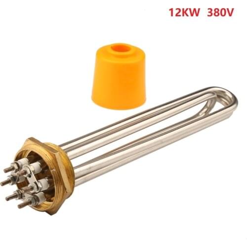 DN50 2" 58mm Brass Flange Hexagon Head Electric Heat Pipe 12000w Brush Cut Heating Element Water Heater Pipe 3U electrical part