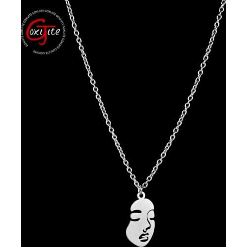 Goxijite Fashion Facial Makeup Necklace For Women Stainless Steel Women Face Necklace Charm Party Jewelry Accessaries