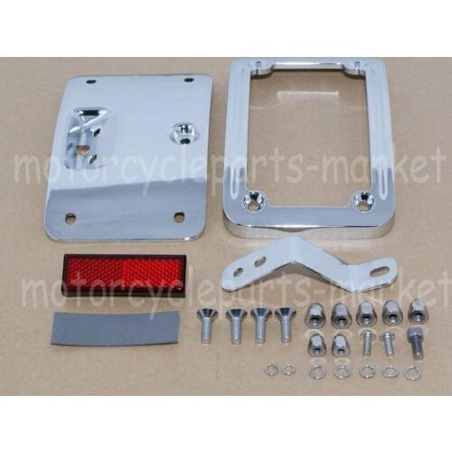 Chrome Motorcycle Curved Lay Down License Plate Mount For Harley Softail Deluxe FLSTN 2005-2016 Classic FLSTSC 2005-2007