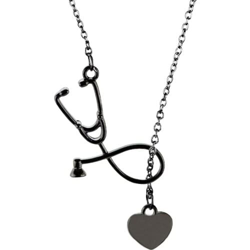 Fashion Creative Doctor Stethoscope Heart Pendant Necklace Exquisite Dainty Sweater Chain Wholesale Collares Minimalist Collier