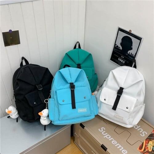 Fashion Mens Backpack Cute Pendant Large-capacity School Bags For Teenager Boys Solid Color Waterproof Laptop School Backpack