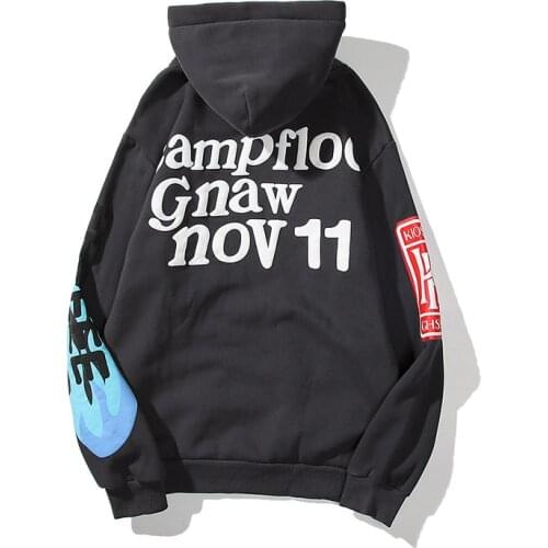 Mens Kanye Smiley Graffiti Foam Printing Loose Hooded Sweater Couple Jacket