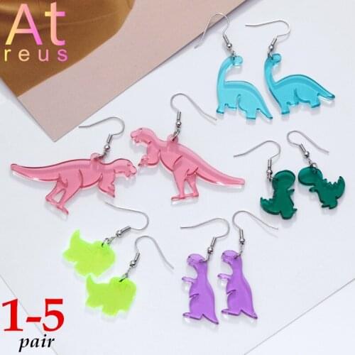 1-5pair Set Wholesale Cute Colorful Animal Acrylic Little Dinosaur Earrings for Girls Women Kids Birthday Gift Lovely Jewelry