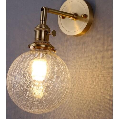 Japanese restaurant wall lamp head of a bed bedroom corridor corridor wall lamp Japanese brass crackle glass wall lamp