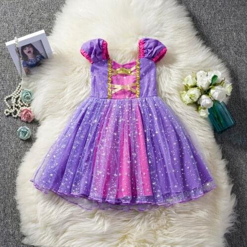 New Childrens Clothing Sofia Rapunzel Princess Girl with Purple Dress Childrens Costumes Princess Dress