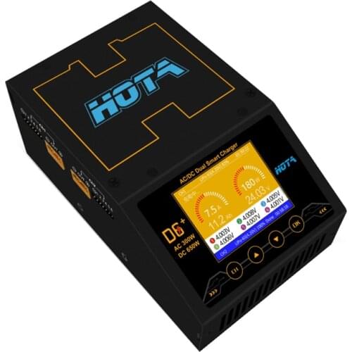 2020 New HOTA D6 Plus AC 300W DC 2X325W 2X15A Dual Channel Smart Battery Charger Discharger for FPV Racing Drone RC Quadcopter