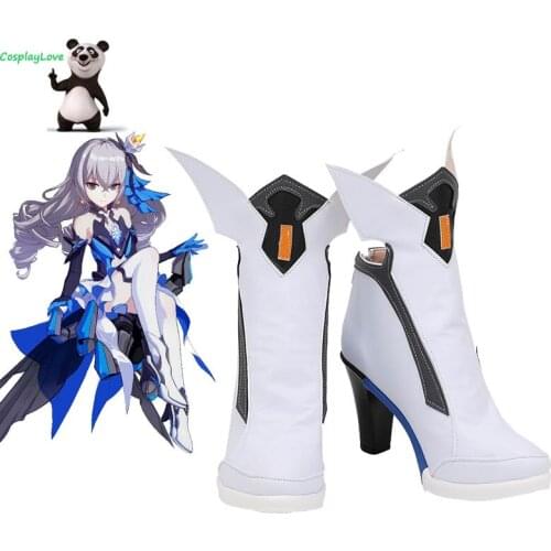 Honkai Impact 3rd Bronya Zaychik White Cosplay Shoes Cosplay Long Boots Leather Custom Made For Party Christmas Halloween