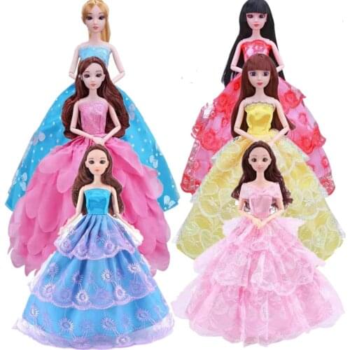 Cosplay 1/6 BJD Doll Clothes Fashion Wedding Party Gown Princess Dress for Barbie Clothes Outfit 11.5" Dolls Accessories Kid Toy
