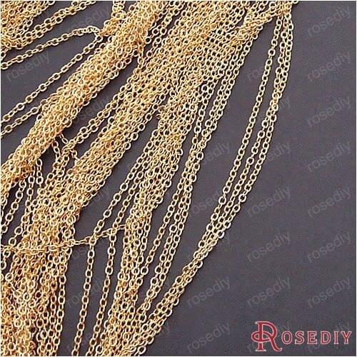 Wholesale Width 1.5mm Gold color Copper Link Chains Accessories 5 Meter (JM2613)