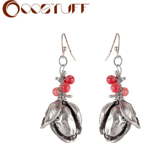 Wholesale Jewelry Woman Earrings Fashion Flower Hanging Earring Gift For Mum Silver Color Pendant Female Statement Long Earrings