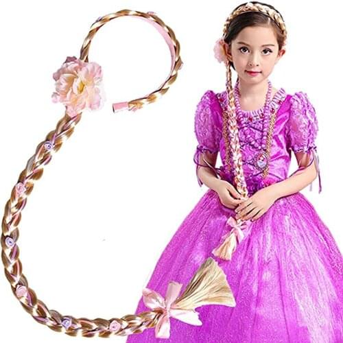 Girls Princess Wig Braided,Kids Rapunzel Hair Dress up Hairpiece